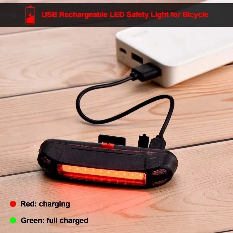 Feu arrière de vélo rechargeable par USB rouge bleu LED feu