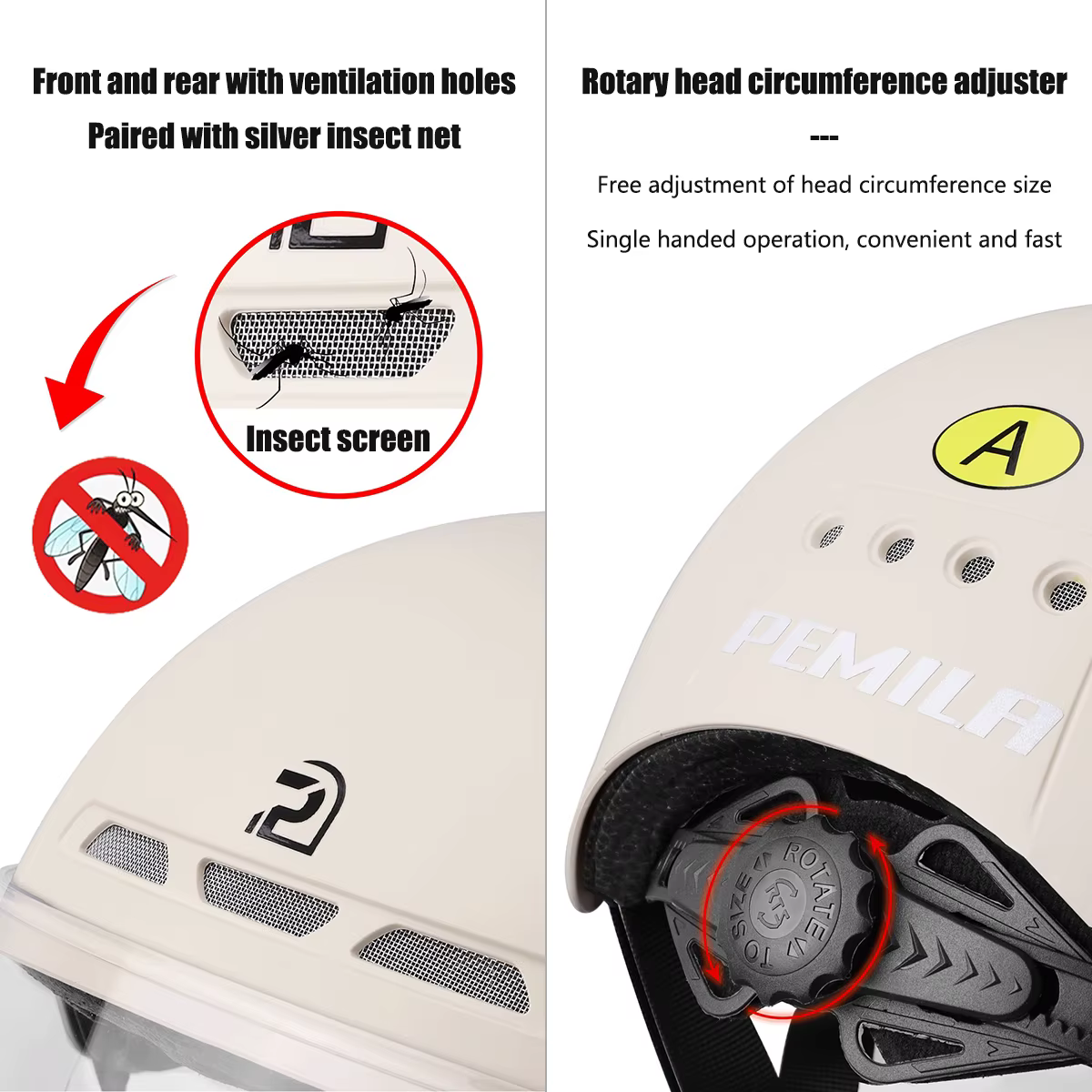 PEMILA casque de cyclisme avec lunettes lentille Protection des oreilles autocollant réfléchissant