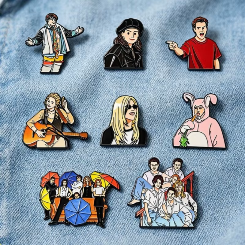 8 Pièces Broches Personnages de Dessins Animés et Anime Friends, Épingles en Émail Mignonnes, Badges Métalliques pour Sac à Dos et Vêtements, Accessoires de Mode, Bijoux Cadeau