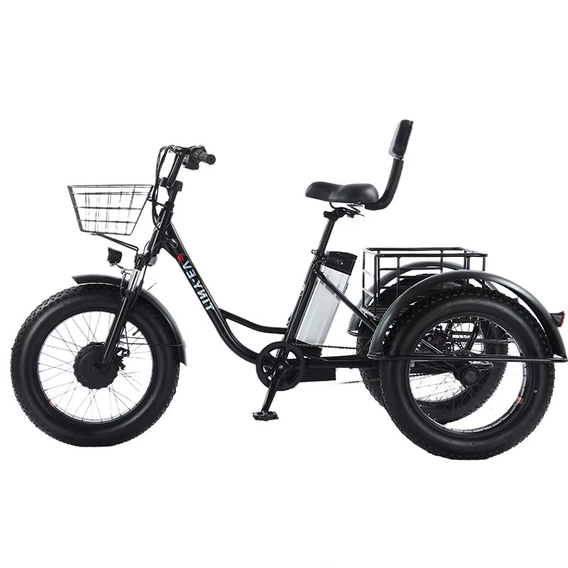 Tricycles électriques tout Terrain à gros pneus de 20 pouces pour adultes 48V 500W vélo électrique à trois roues avec siège de passager