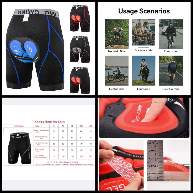 Shorts de cyclisme respirants en mesh avec coussinet en gel antichoc pour VTT – Short de vélo pour homme