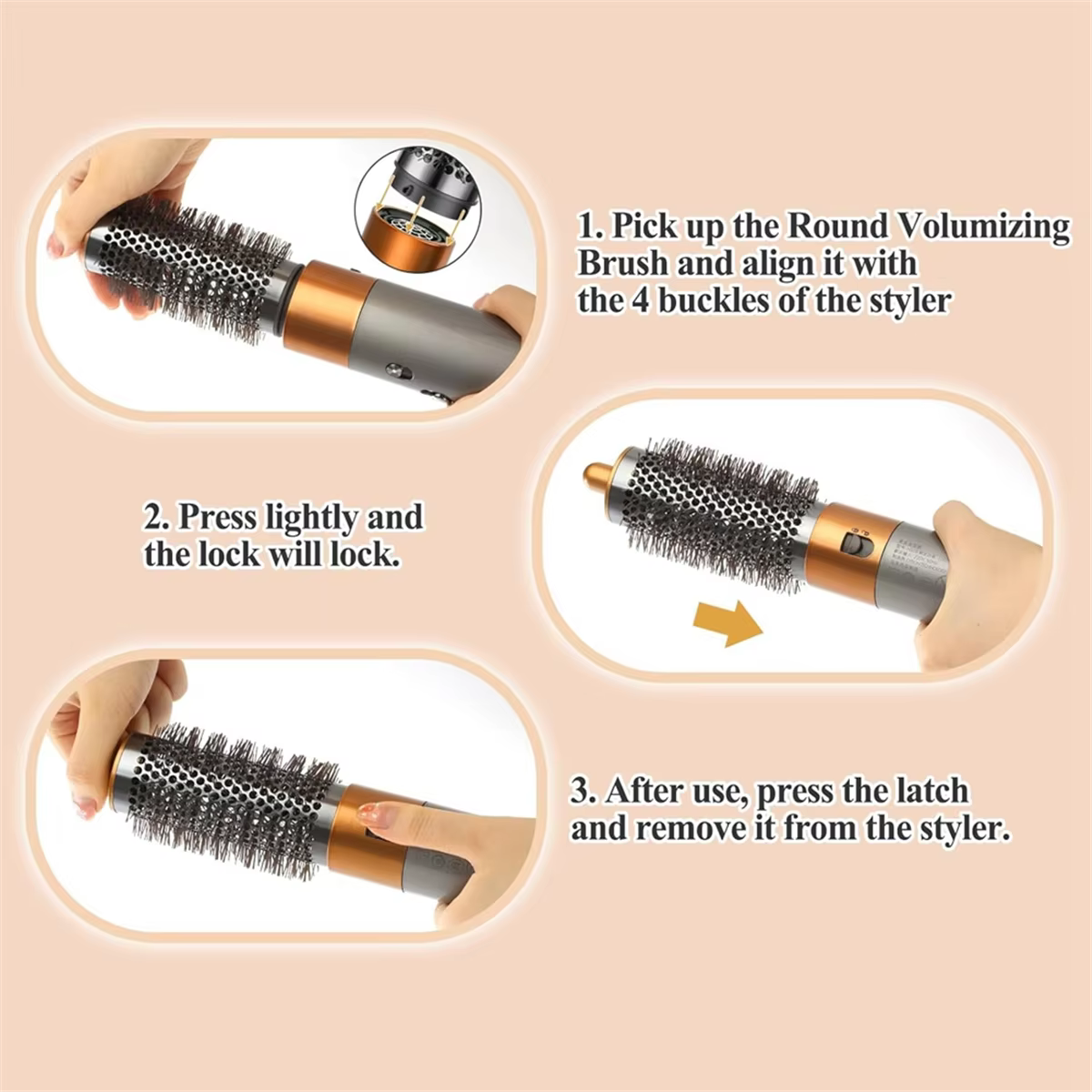 Grande brosse volumisante ronde pour accessoires Dyson Airwrap, brosse ronde ovale plus grande, éplucher et volumiser pour le coiffage AB89B