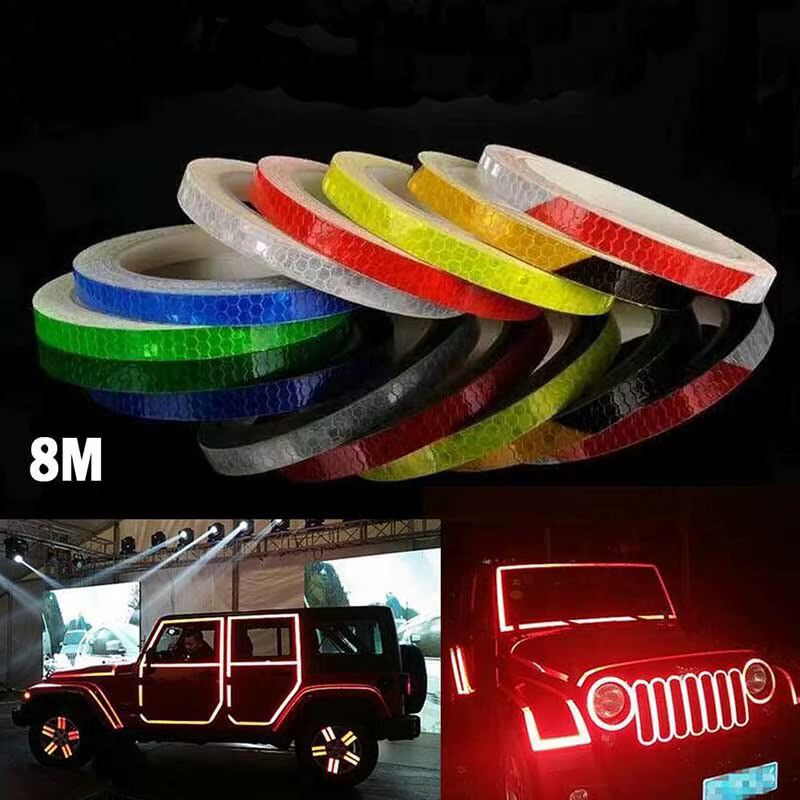 1 cm * 8 m autocollants de vélo bande réfléchissante fluorescente vtt bandes
