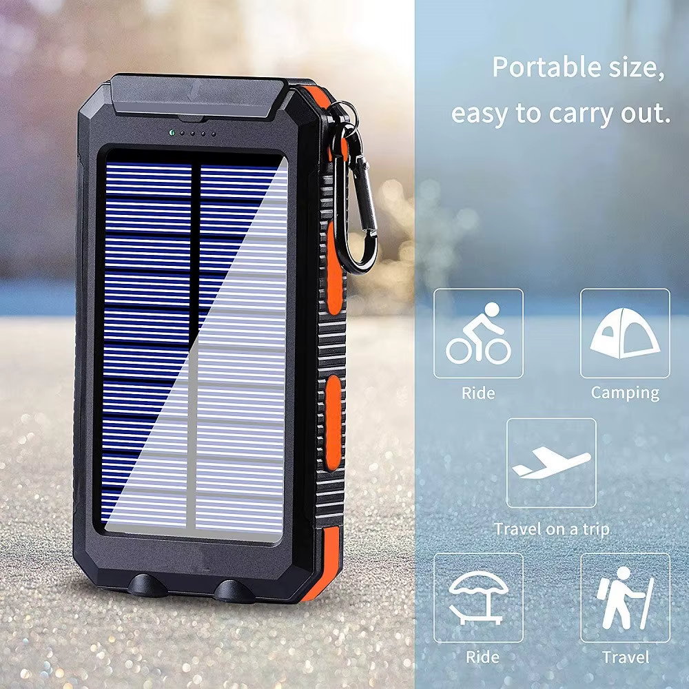 Banque d'énergie solaire 80000mAh, chargeur de batterie externe Portable, lumière forte LDE pour tous les Smartphones
