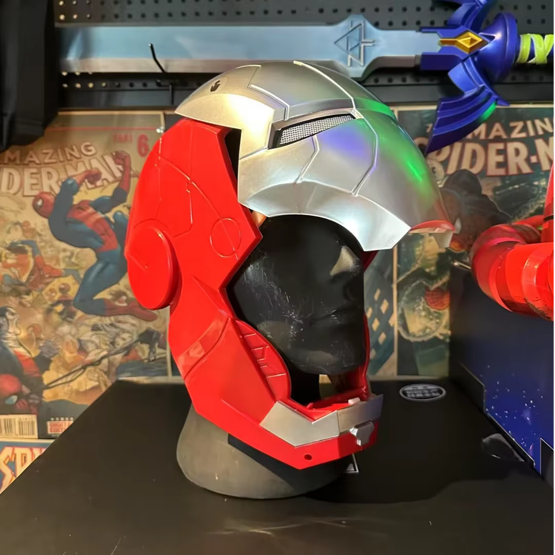 Casque électronique Iron Man MK5 MK45 à commande vocale avec IA Jarvis, déformation automatique de la plaque frontale, éclairage LED, objet de collection pour fans