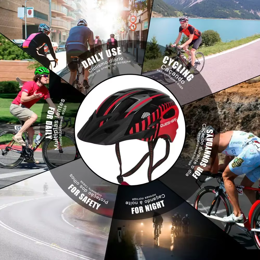 Casque de cyclisme ultraléger avec feu arrière LED pour homme et femme