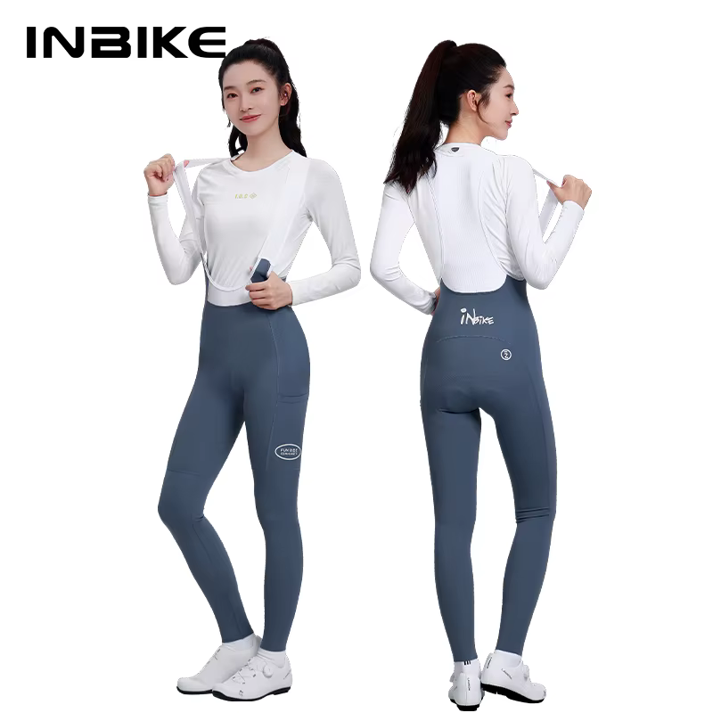 INBIKE Printemps Pantalon à bretelles de vélo pour femme Taille haute