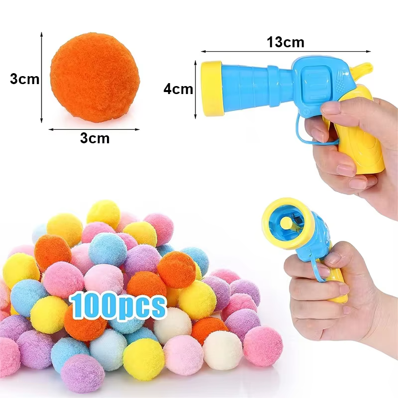 Jouets interactifs pour chat, jouet d'entraînement au lancement pour chaton, Mini pistolet de tir créatif, jeux de balle en peluche extensible, fournitures pour animaux de compagnie