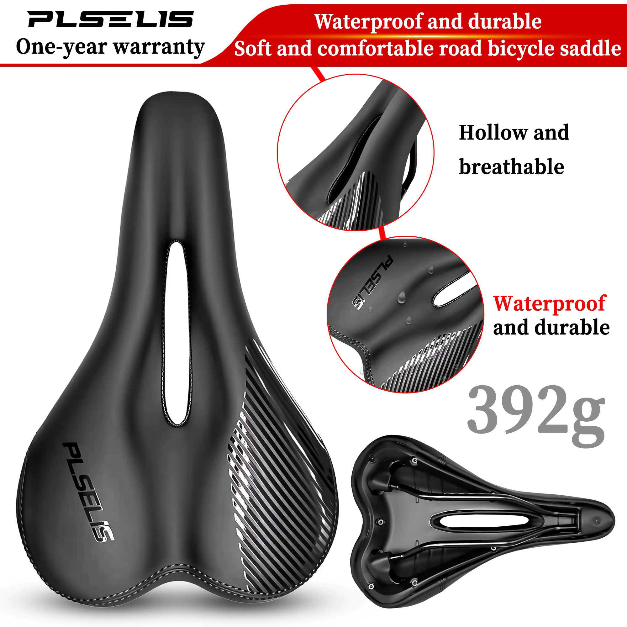Plselis épais doux selle de vélo VTT coussin de siège imperméable Durable