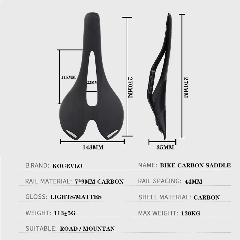 Selle ultralégère en fibre de carbone pour vélo de route et VTT