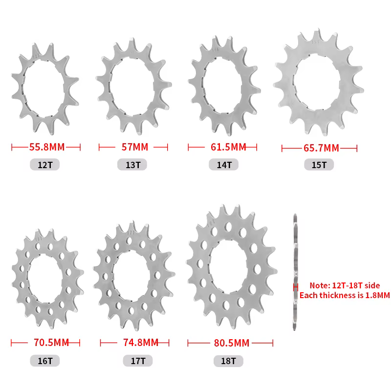 MUQZI vélo Cassette Cog simple vitesse 12T 13T 14T 15T 16T 17T 18T pignons vtt route