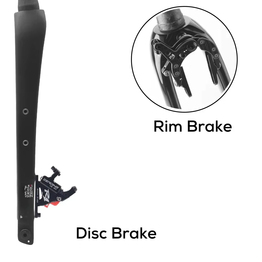 Fourche en carbone gravier - Routage de câbles interne - Dégagement des pneus 700x45c - Axe traversant 12x100 mm ou QR - Steerer droit/conique