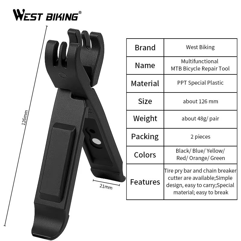 WEST BIKING – levier de pneu de vélo multifonctionnel