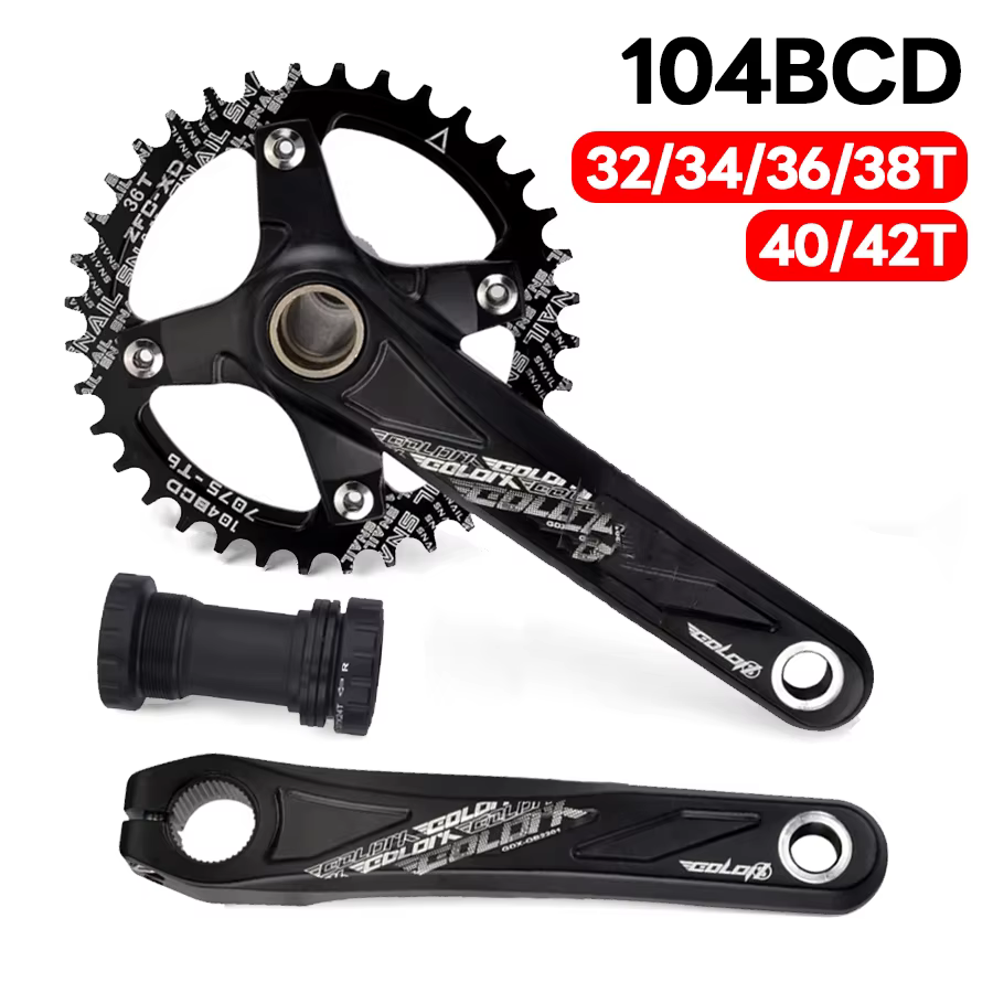 104 Bcd pédalier 165mm 170mm 175mm en alliage d'aluminium vtt vélo manivelle étroite large 104bcd monoplate 34 dents Platon 32t plat