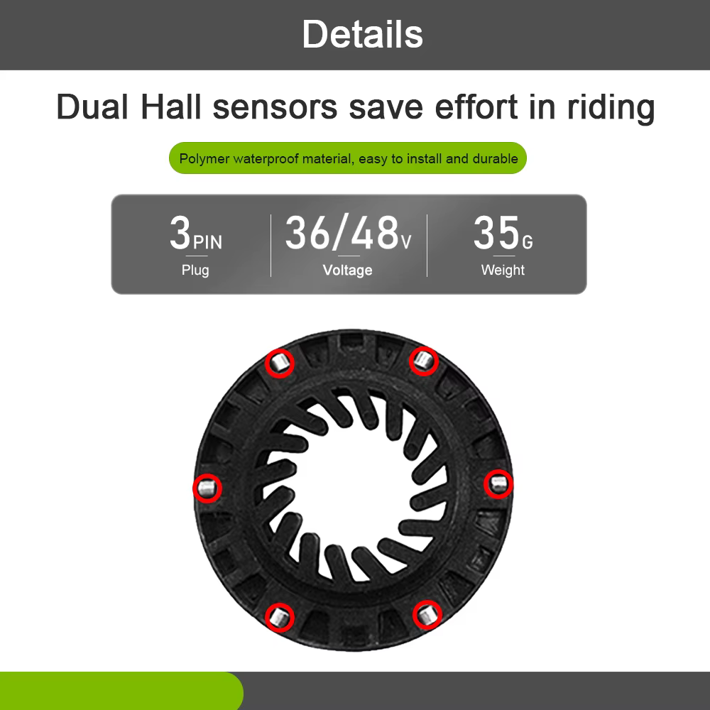 Capteur d'assistance de pédale Double Hall pour vélo électrique 12V-72V