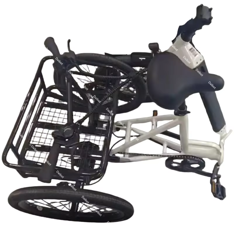 Tricycle de vélo électrique pliable à 3 roues pour adultes hors route avec panier de chargement