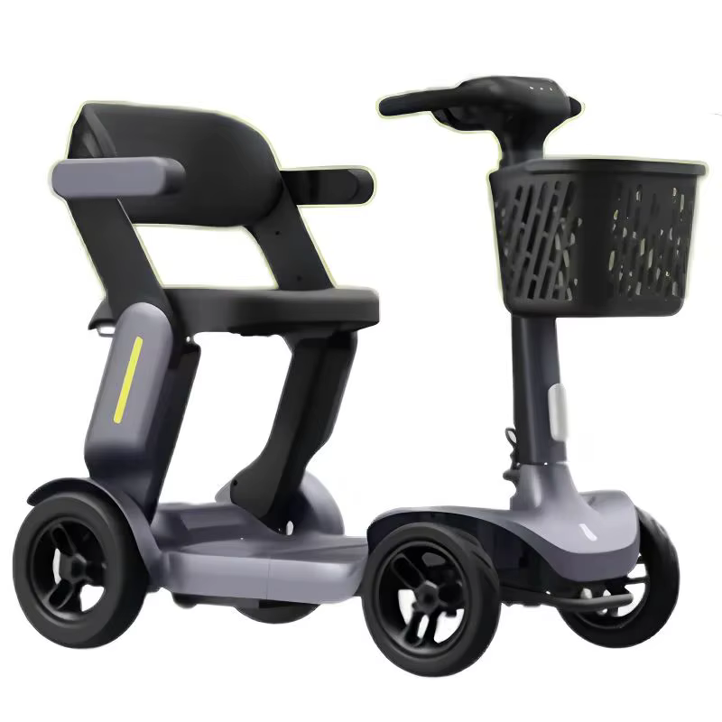 Scooter électrique intelligent pré-assemblé pliable à 4 roues pour adultes âgés handicapés avec détection de siège