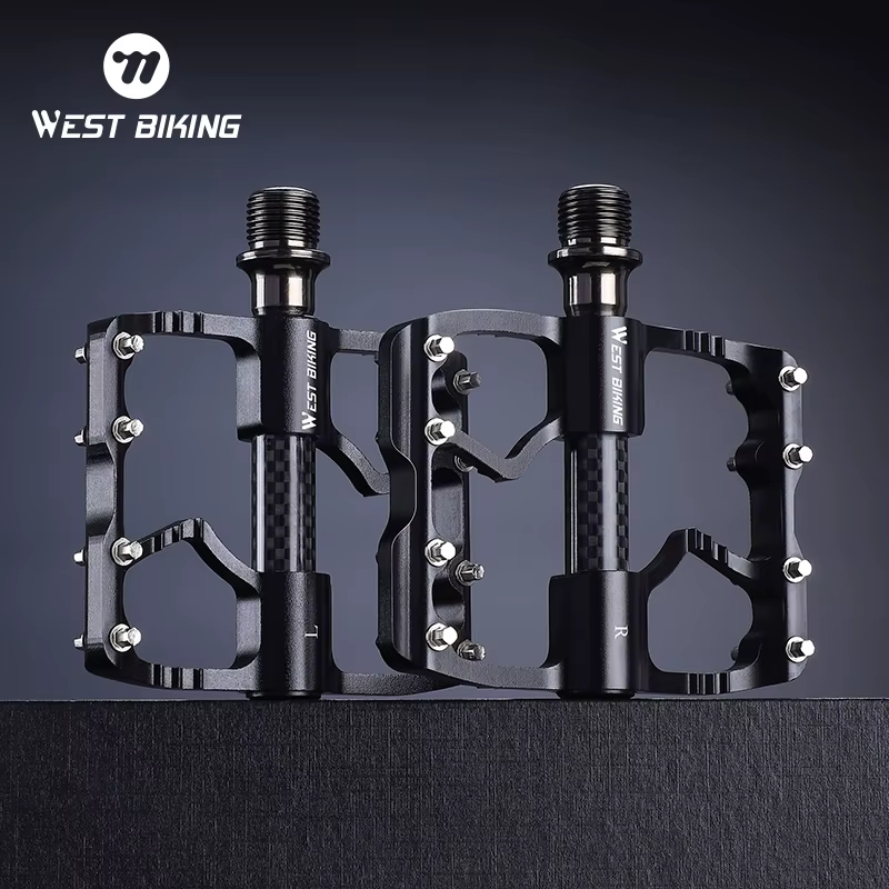 WEST BIKING-Pédales plates en fibre de carbone pour vélo de route