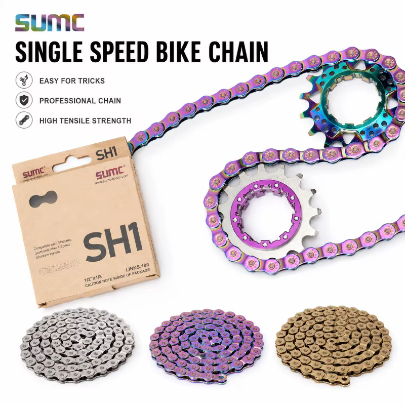 Chaîne professionnelle BMX demi-chaîne simple vitesse en acier haute résistance pour vélo à pignon fixe