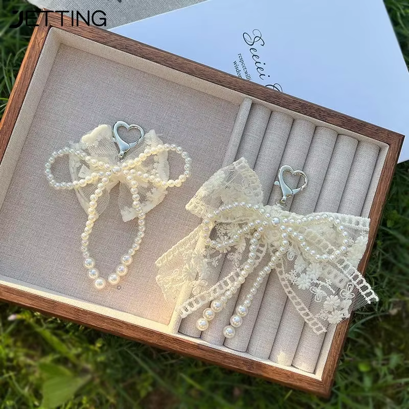 Accessoires de sac à nœud en dentelle, pendentif de téléphone portable, porte-clés en dentelle, pendentif de sac blanc, chaîne de téléphone portable, accessoires de sac