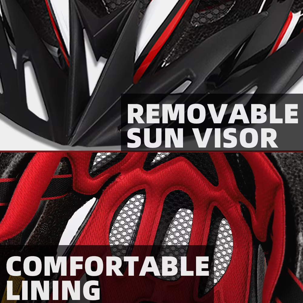 VICTGOAL Casque de vélo Ultralight Feux arrière pour hommes LED Tailling avec pare-soleil MTB Road Bike