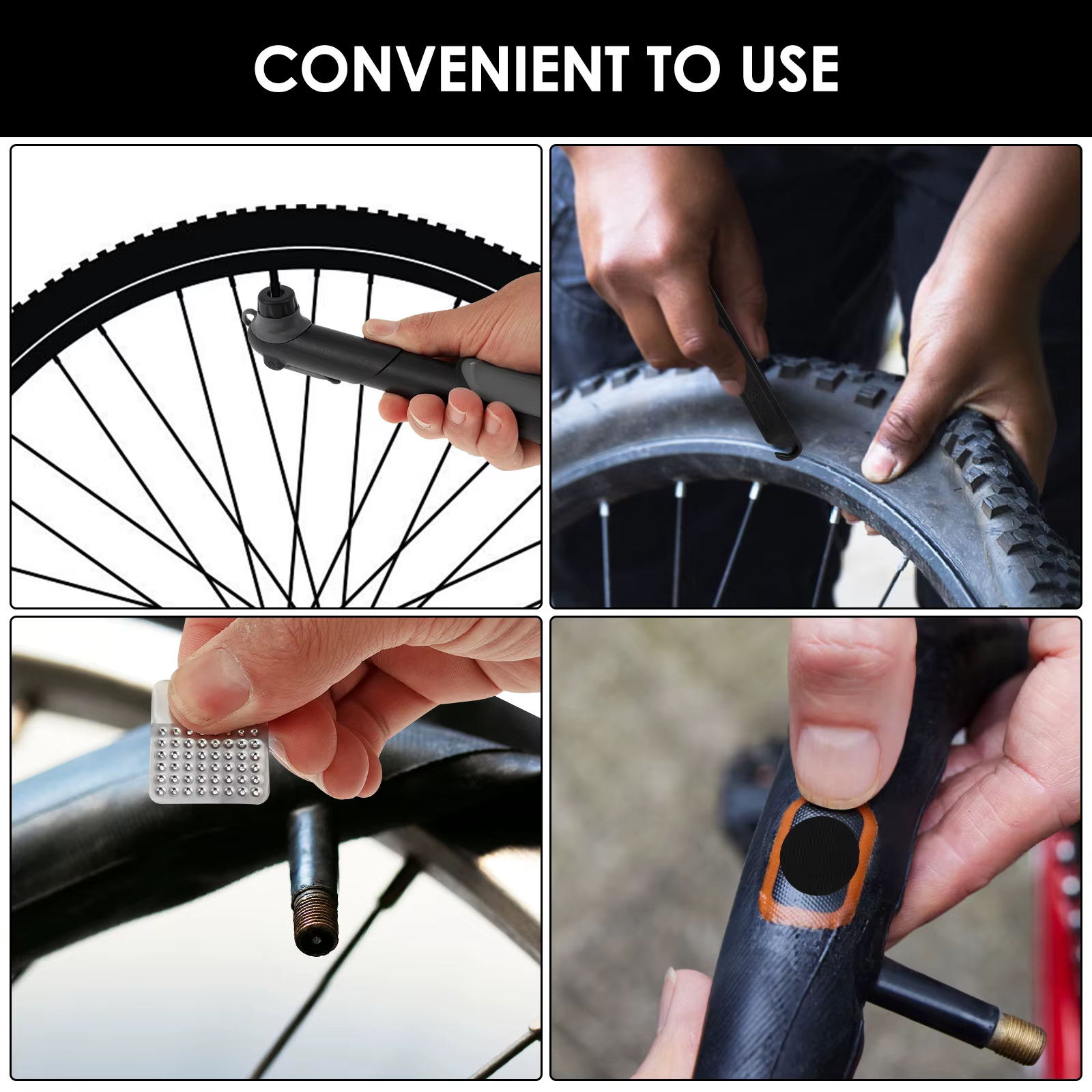 Kit d'outils de réparation de vélos avec pompe comprend divers outils