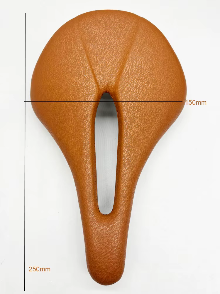 Selle de vélo rétro marron en fibre de carbone faite à la main de 150/143 mm - Ultra légère et respirante
