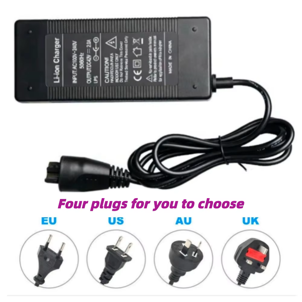 Chargeur de vélo électrique 42V 2A compatible avec la batterie