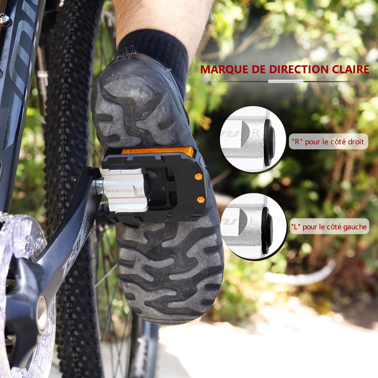 KOOTU Pédales de vélo Le matériau en alliage d'aluminium est solide et durable