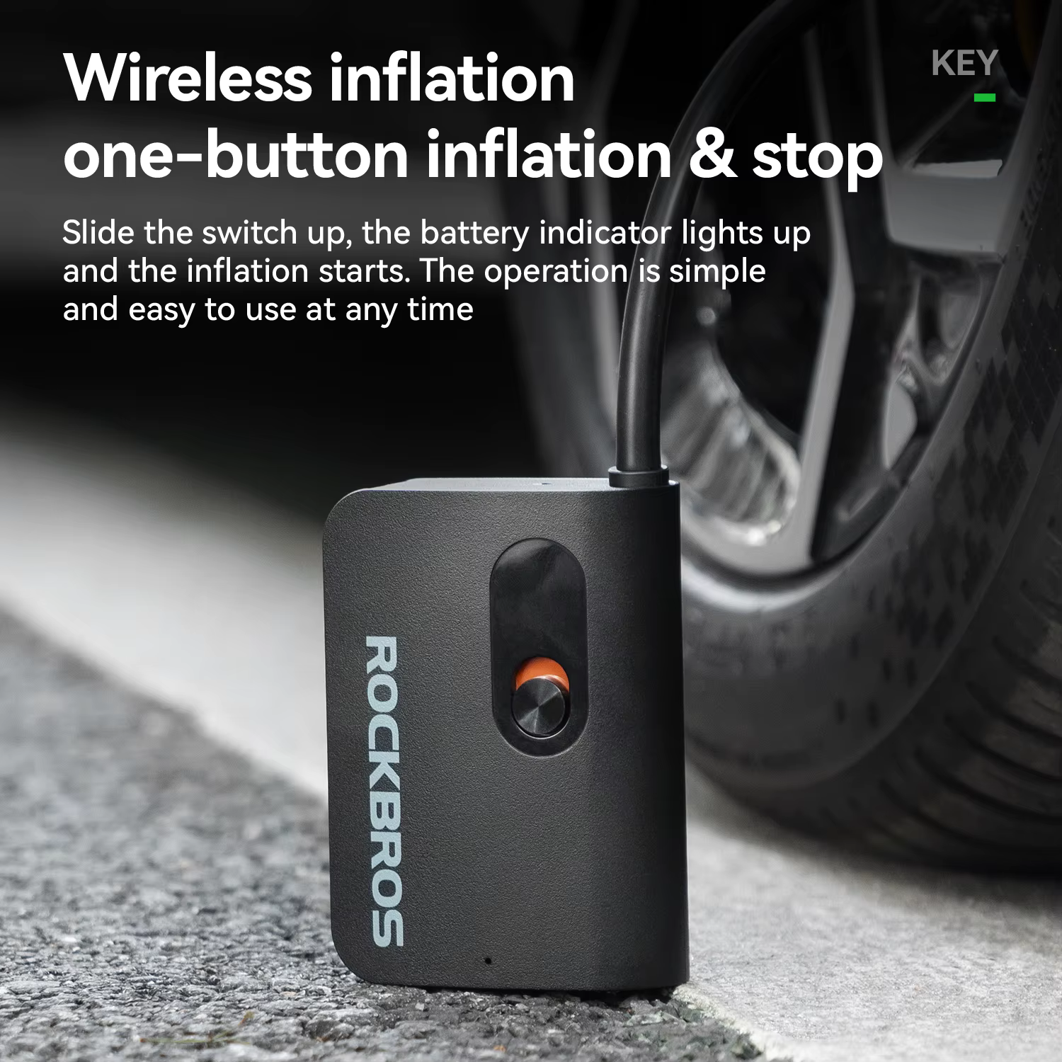ROCKBPROS Mini pompe électrique de vélo Portable 70psi 2600mAH