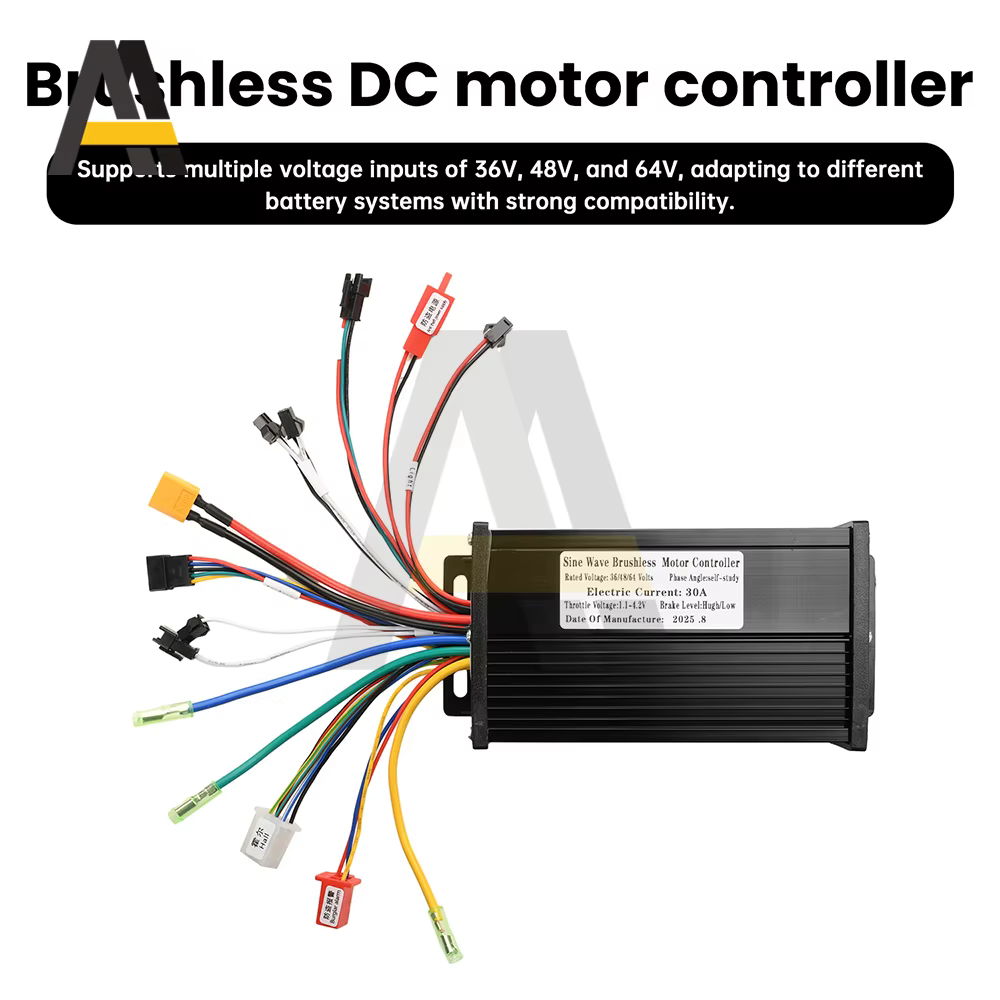 Contrôleur de moteur sans balais à onde sinusoïdale 36V 48V 30A 750W 1000W 1500W pour vélo électrique + Kit d'affichage