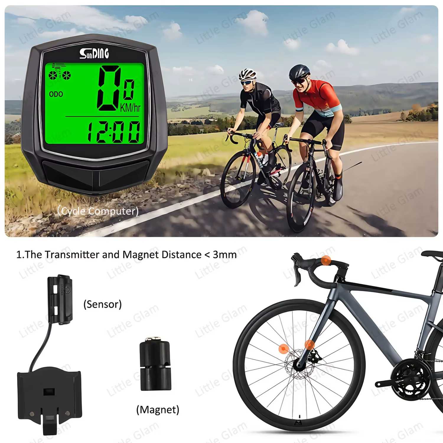 Compteur de vitesse multifonctionnel filaire pour vélo - Grand écran