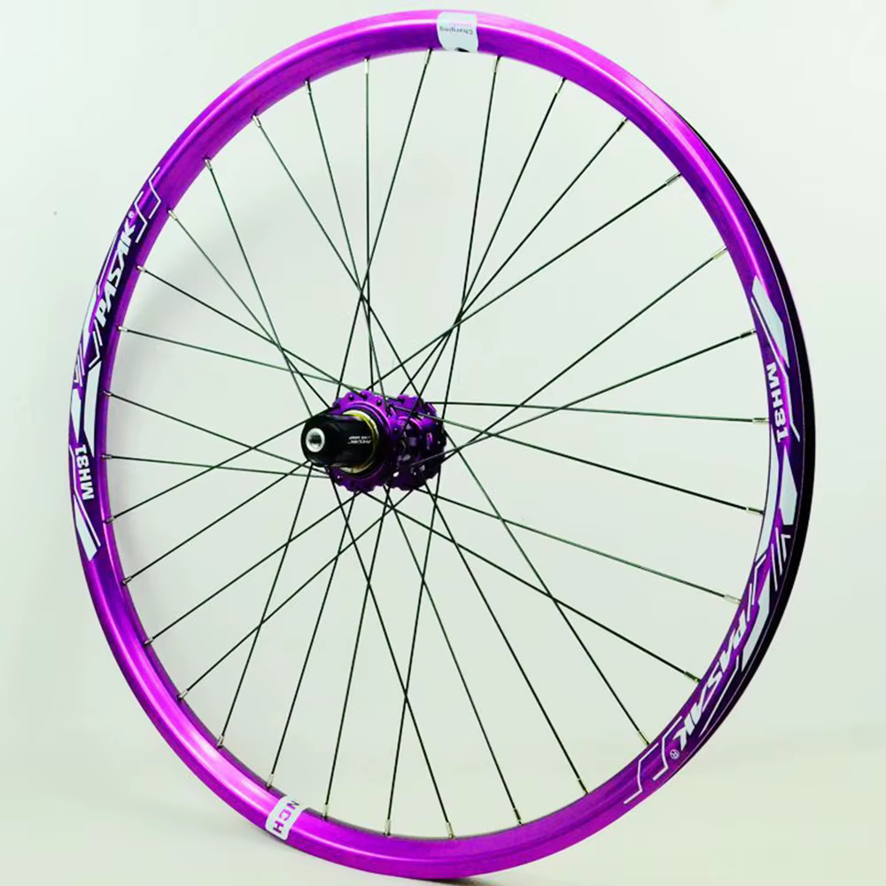 Paire de roues vtt violet 24/26/27.5/29 pouces Dirt Jump VTT jante large de 31mm moyeu à double verrouillage 120 points