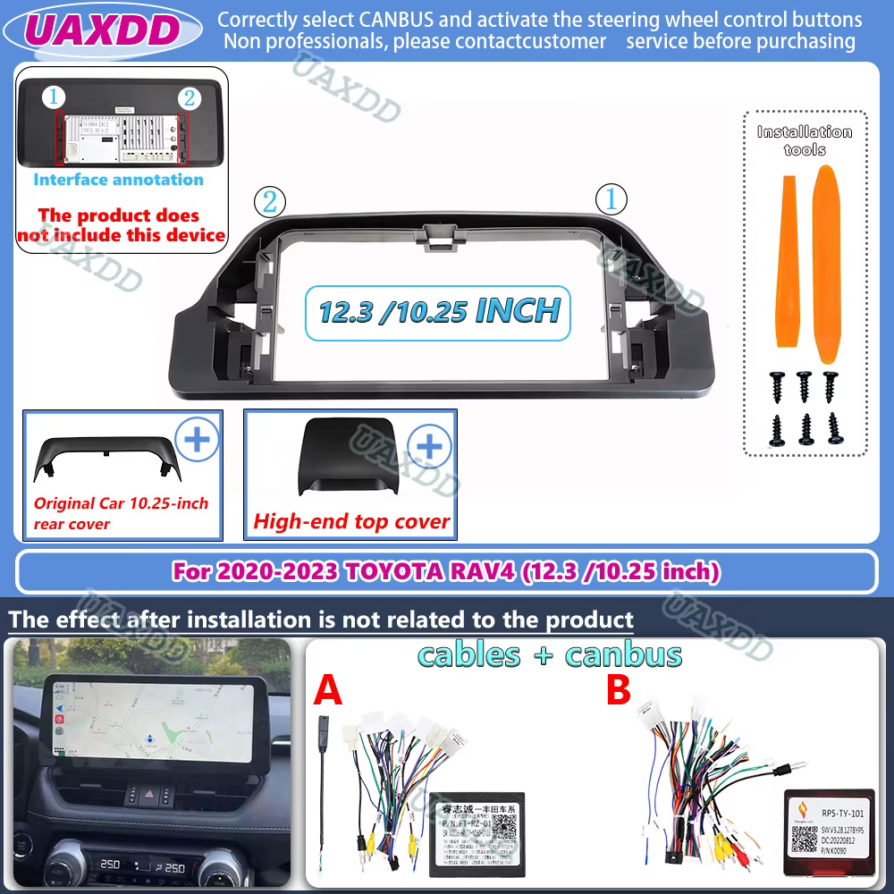 Pour 2020-2023 TOYOTA RAV4 12.3 10.25 pouces 2 Din autoradio cadre Android câble fascia adaptateur de faisceau vidéo lecteur multimédia DVD