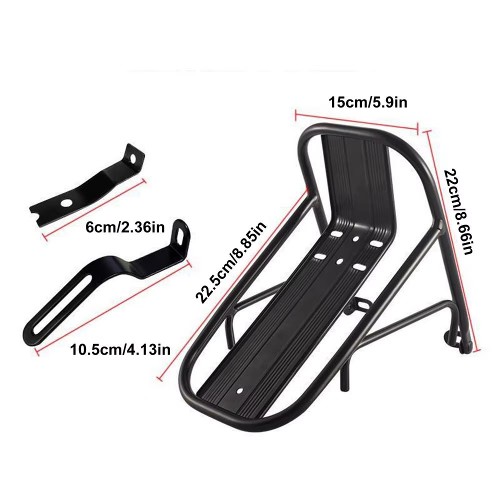 Support de porte-bagages avant pour vélo en alliage d'aluminium, étagère à bagages pour vélo, support pour les voyages en plein air, les trajets quotidiens et les pièces de vélo.