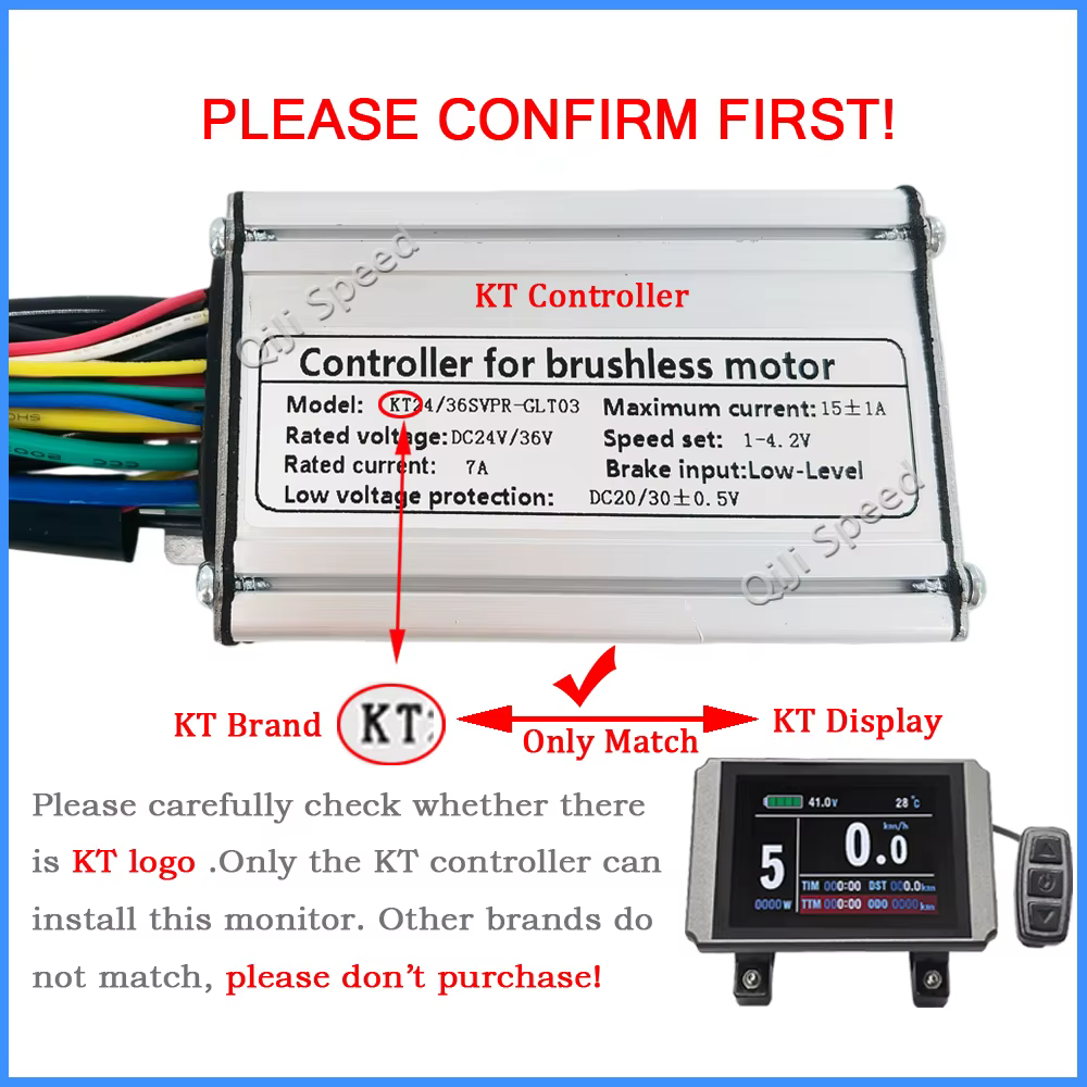 Contrôleur de vélo électrique KT T06P 15A 24V 36V 250W