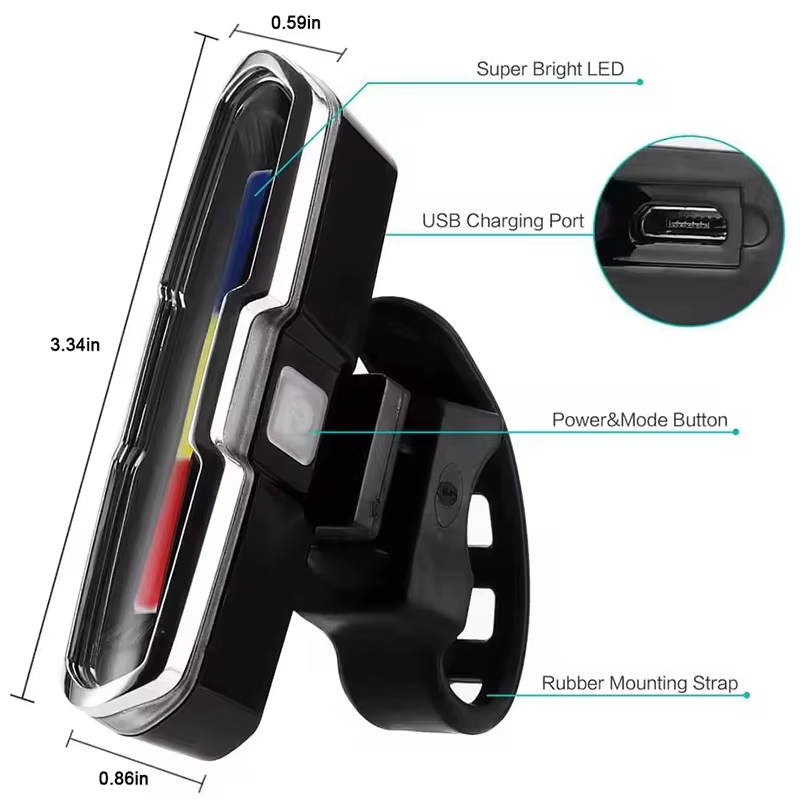Feux arrière de vélo LED rechargeables par USB