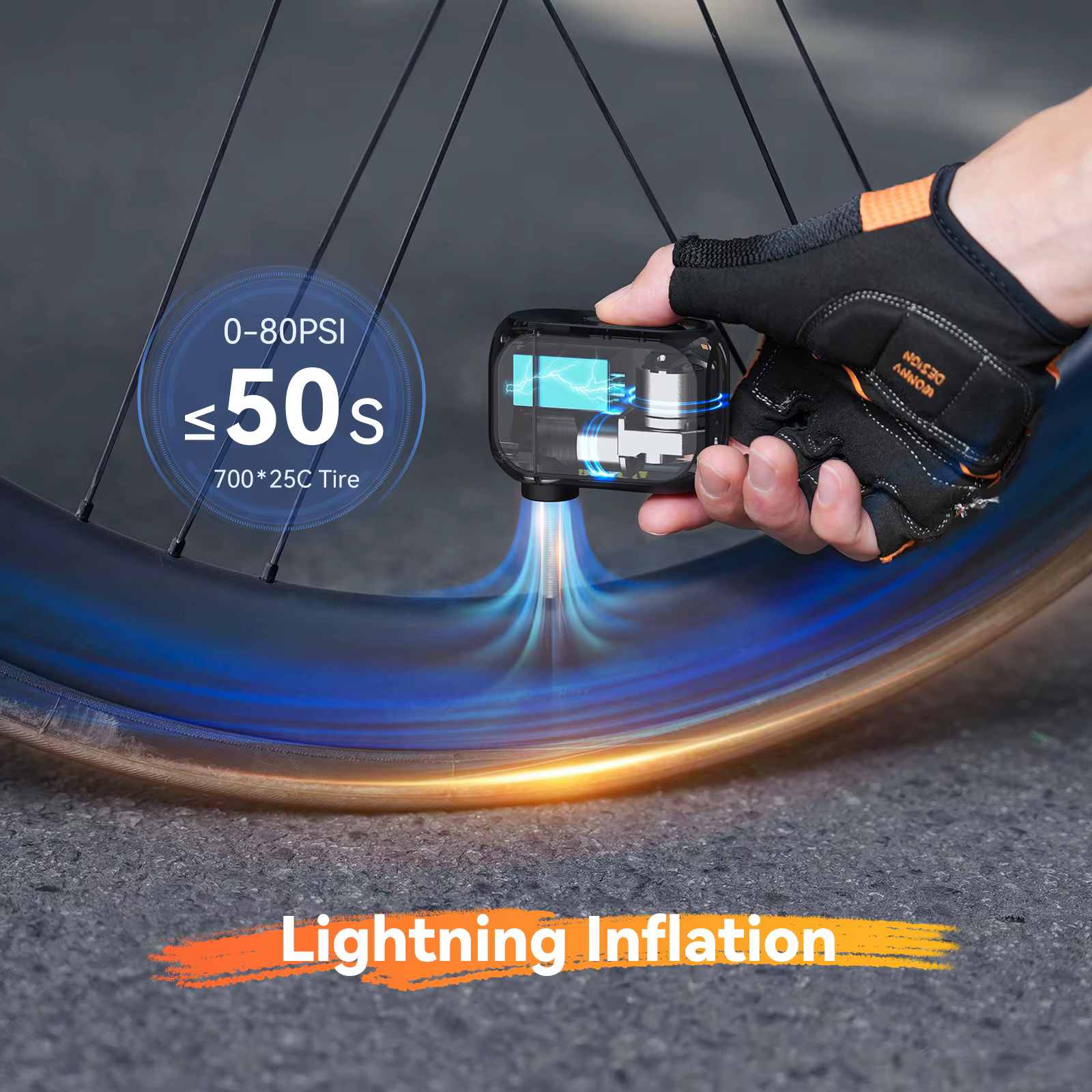 Anoutway AT1 Pro Mini pompe électrique pour vélo gonfleur de pneus sans fil avec écran 25 minutes charge rapide 120PSI Max 450mAh batterie