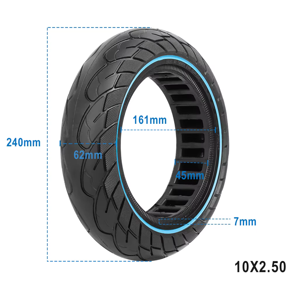 Pneus sans chambre à air 10x2.5, pneu solide 60/70 – 6.5 pour Scooter électrique Ninebot Max G30, pneu en nid d'abeille creux antidéflagrant de 10 pouces