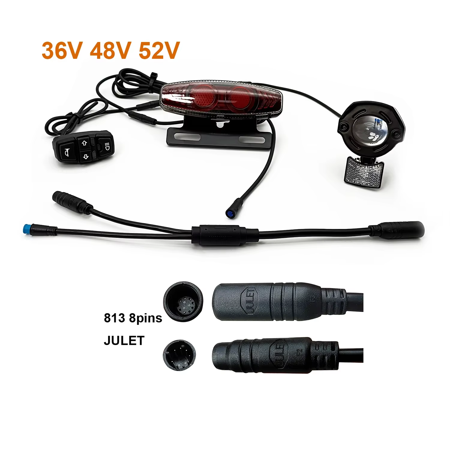 LinHi vélo électrique modifié vélo lumière kit étanche universel 24V 36V 48V 60V BAFANG KUNTENG JULET feux de freinage de direction