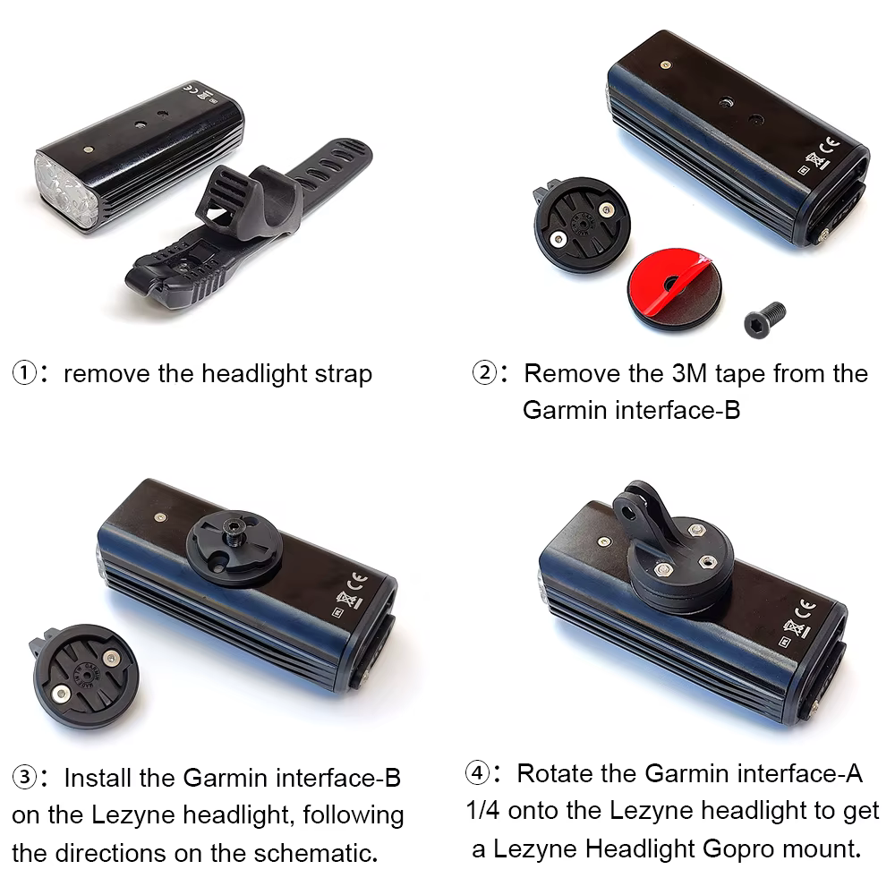 Adaptateur de montage Gopro pour phare Lezyne