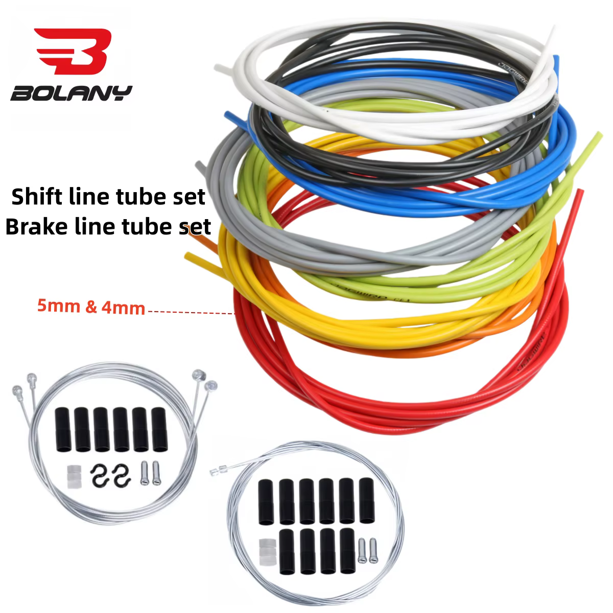 BOLANY – câbles de frein de vélo, tube de 5mm, câble de frein de 2.5m pour vélo de route et vtt, accessoires de vélo, 8 couleurs, haute qualité