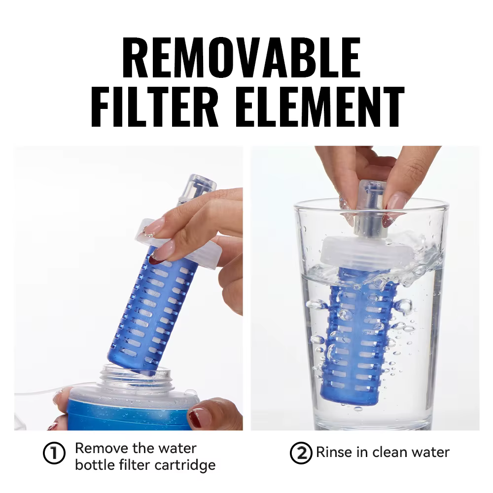 Bouteille d'eau filtrante pliable ultralégère WRELS