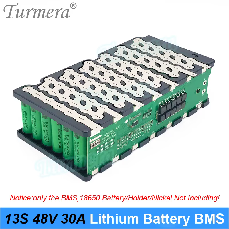 Turmera 13S 48V 52V boîtier de batterie de vélo électrique 13S6P 18650 support avec soudage Nickel 30A BMS pour