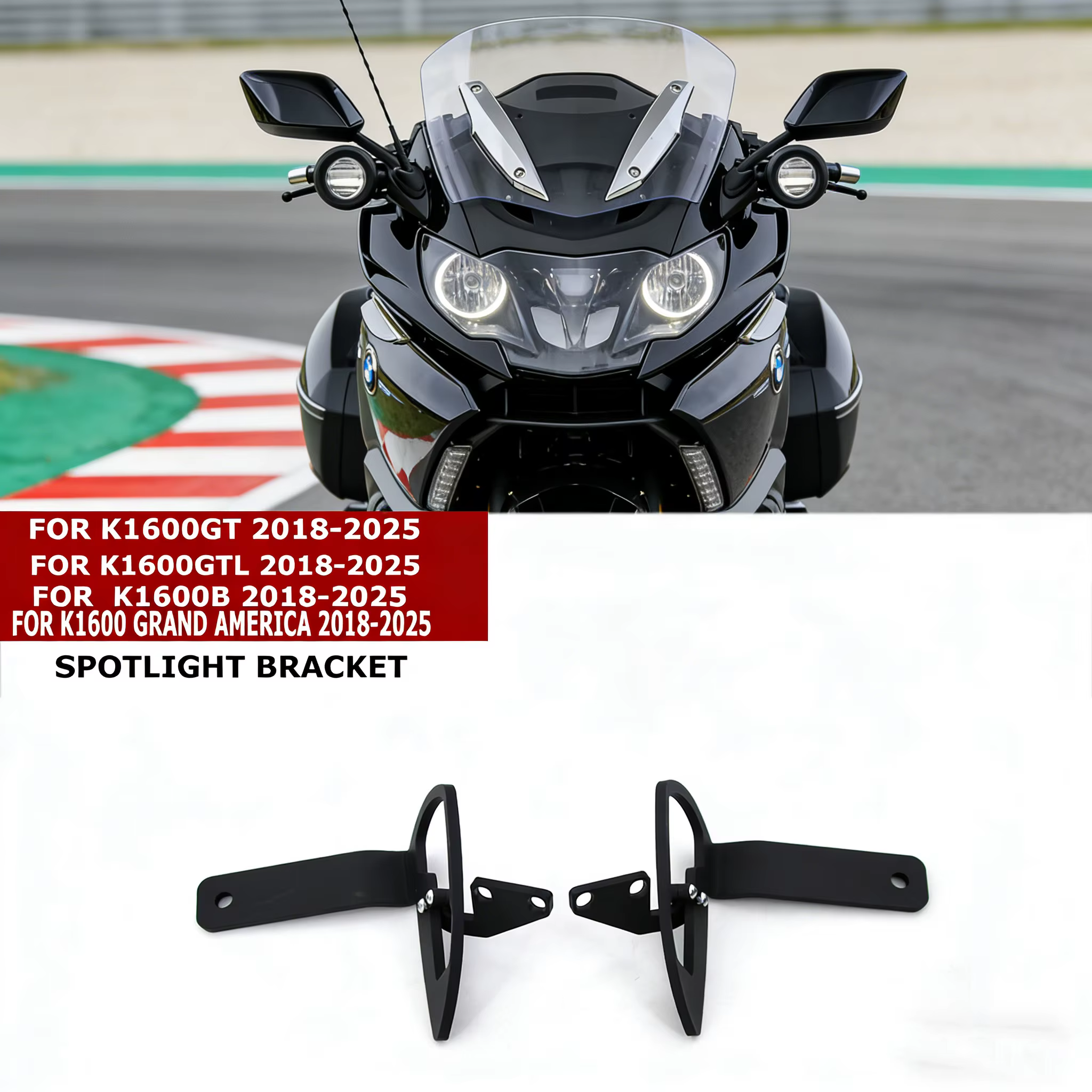 Support de fixation en aluminium pour éclairage auxiliaire de moto