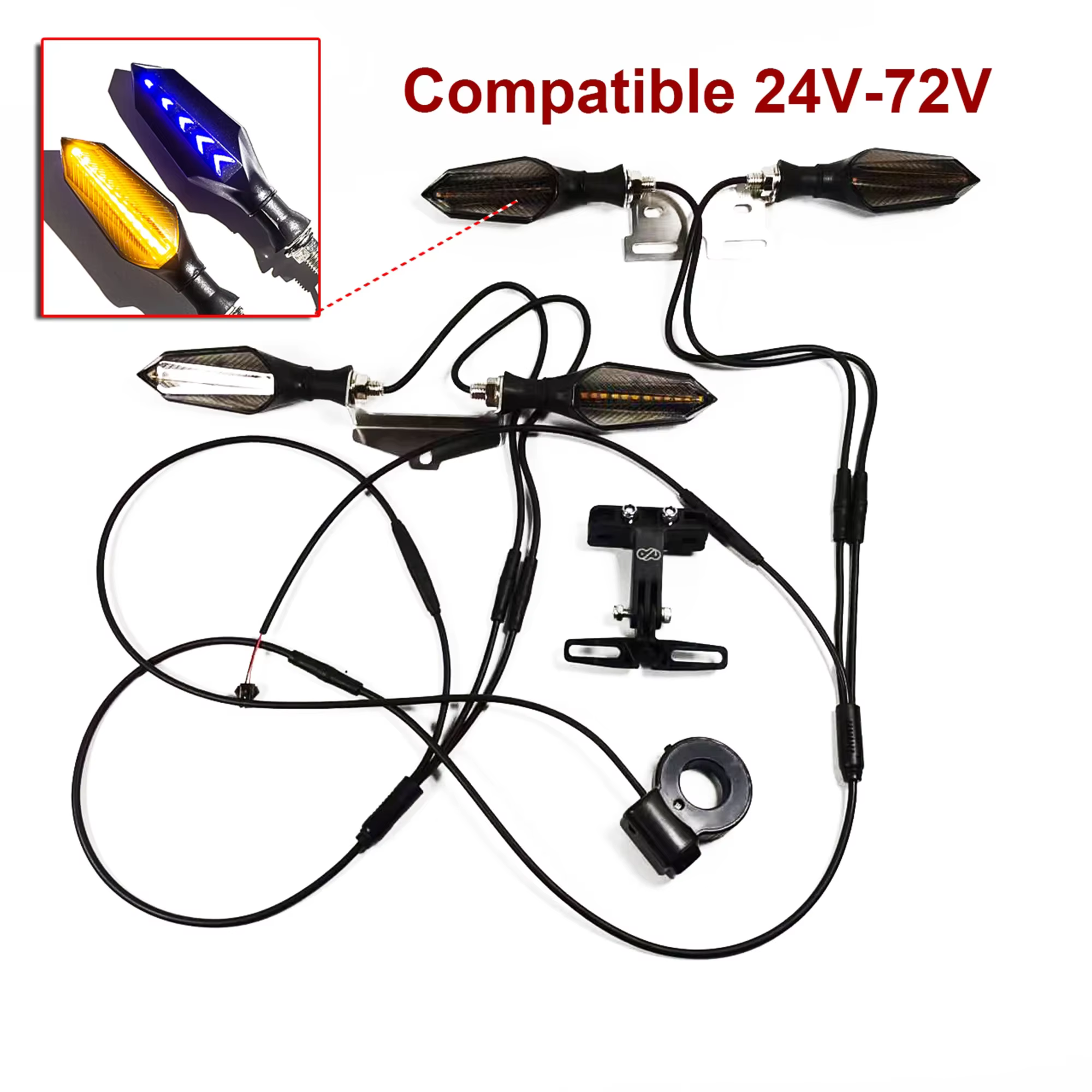 Ebike vélo électrique 36V 48V 52V 72V ensemble de feux de direction Kit interrupteur tour gauche droite
