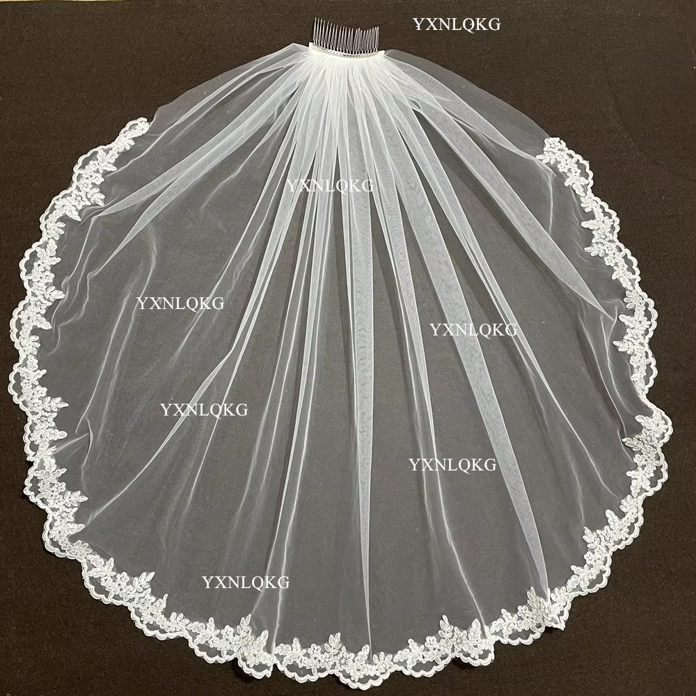 Voile Court en Dentelle Ivoire Blanche à Une Couche pour Patients, Longueur du Coude, avec Peigne, Accessoires de Mariage