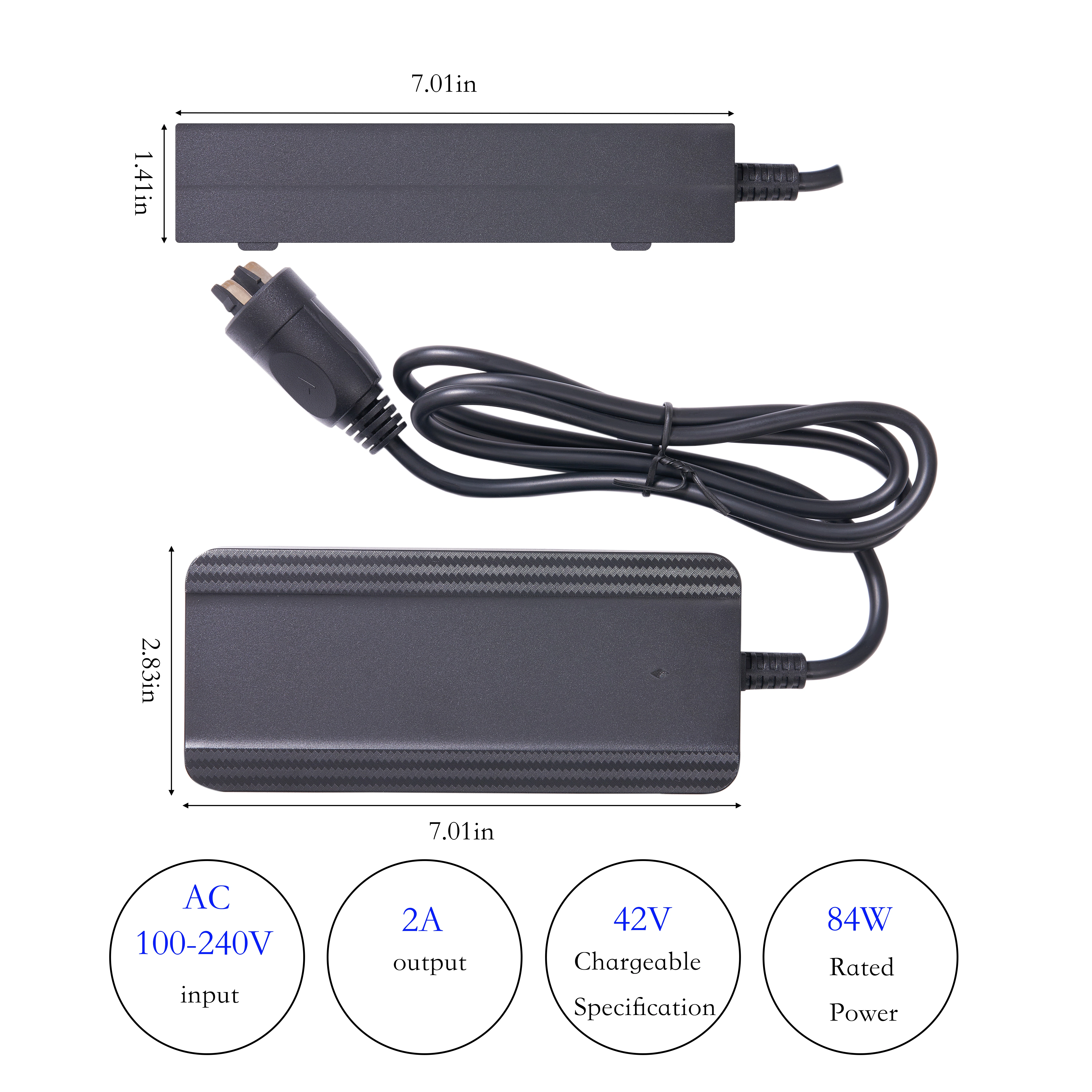 Chargeur de vélo électrique 42V 2A pour batterie