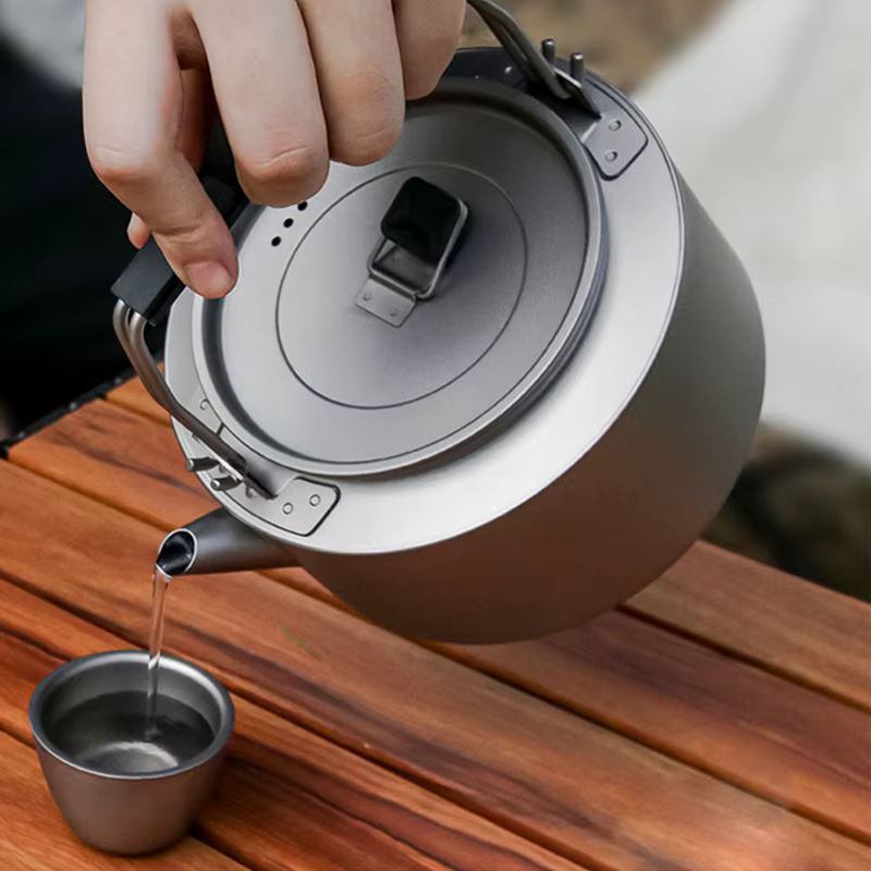 Bouilloire en titane, légère, pliable, épaisse, durable, de qualité alimentaire, pour le camping en plein air et la maison