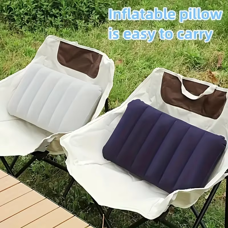 Coussin d'air pliable et carré, 47x30cm, pour Camping en plein air, sommeil, oreillers gonflables, dossier de voyage, repose-tête en avion, grand